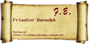 Friedler Benedek névjegykártya
